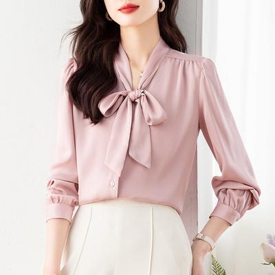 Рубашка Top Chic, рубашка Ribbon Temperament, женская рубашка с длинным рукавом и бантом