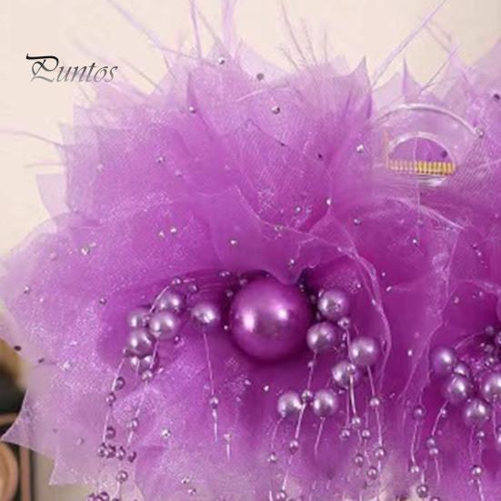 Заколка для волос с перьями, сеткой из пряжи, цветочным декором, заколкой для волос с кисточкой из искусственного жемчуга, насадка для душа, заколка для волос