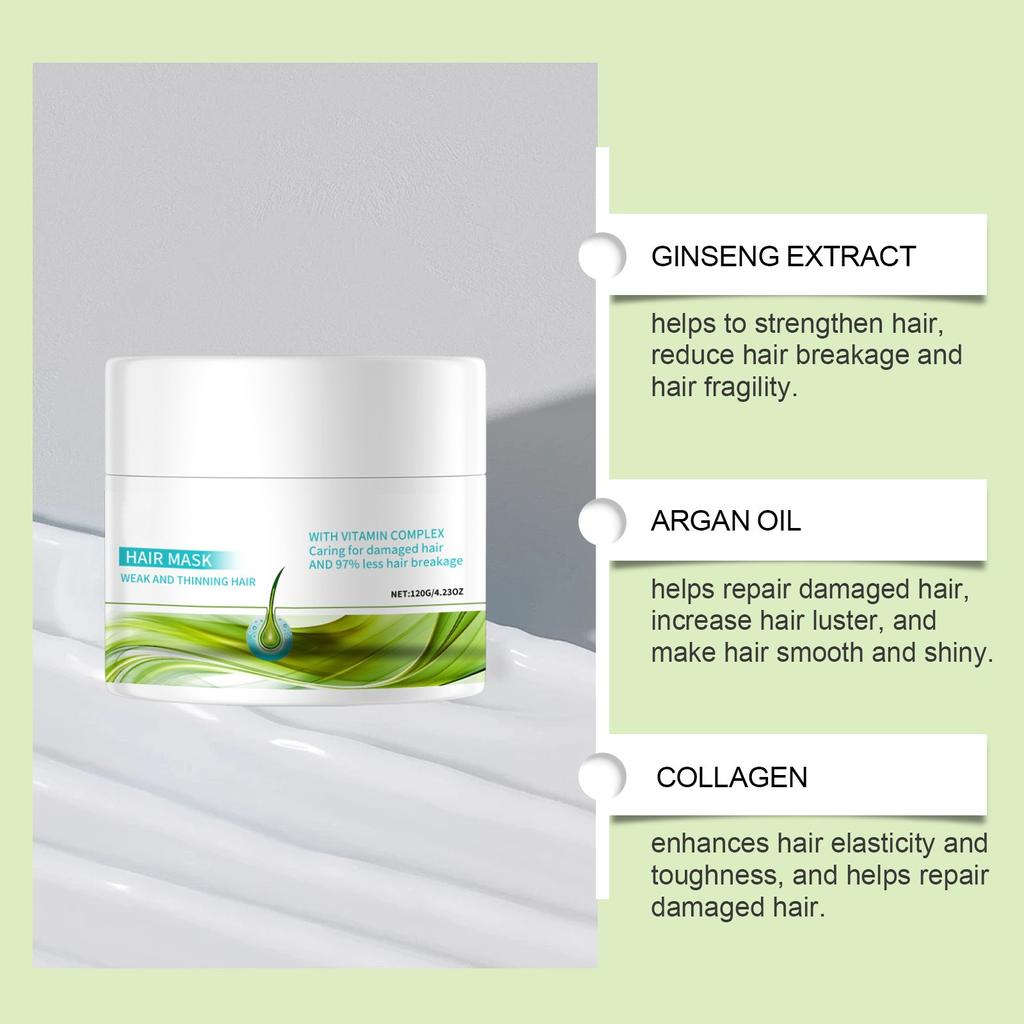 Питательная коллагеновая маска для волос Увлажняющая и блестящая маска для волос Касторовое масло уменьшает секущиеся кончики и питает кожу головы