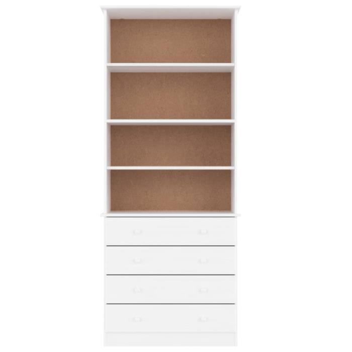 VidaXL Bookcase Drawers ALTA White 77x35x186.5cm Solid Pine Wood 353954