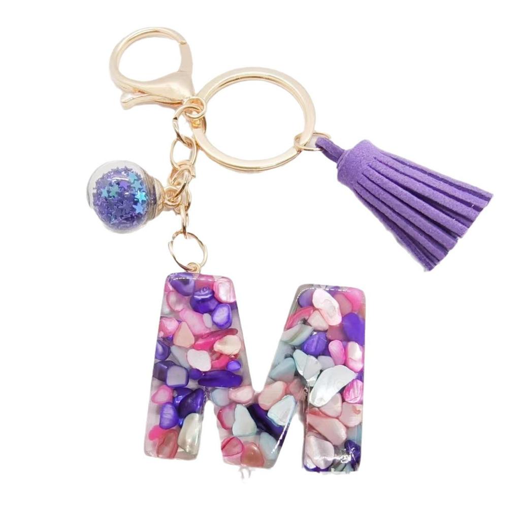 Европейский и американский хит продаж брелок с английскими инициалами и фиолетовой кисточкой