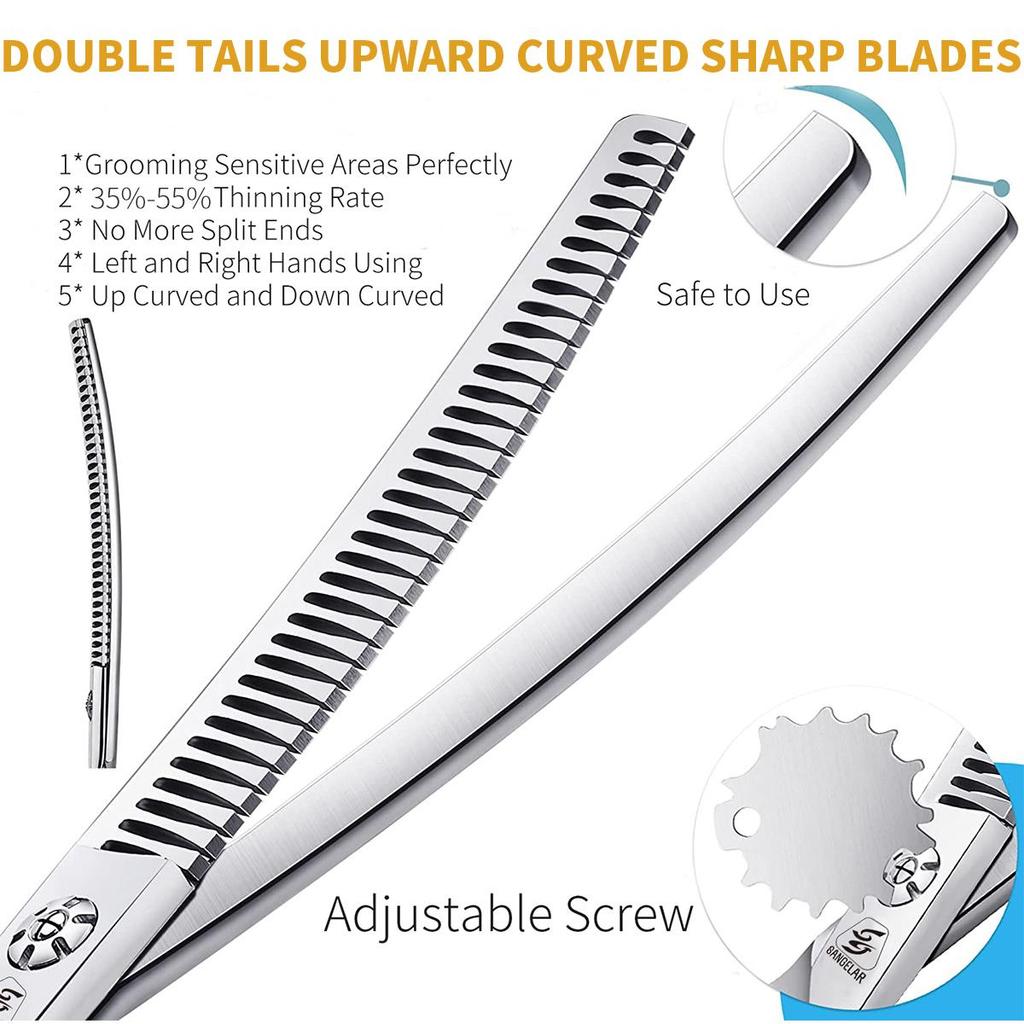 SANGELAR 7-дюймовые профессиональные японские ножницы высшего класса 440C Fishbone для прореживания домашних животных, инструменты для ухода за собаками, суперстальные ножницы для шерсти домашних животных