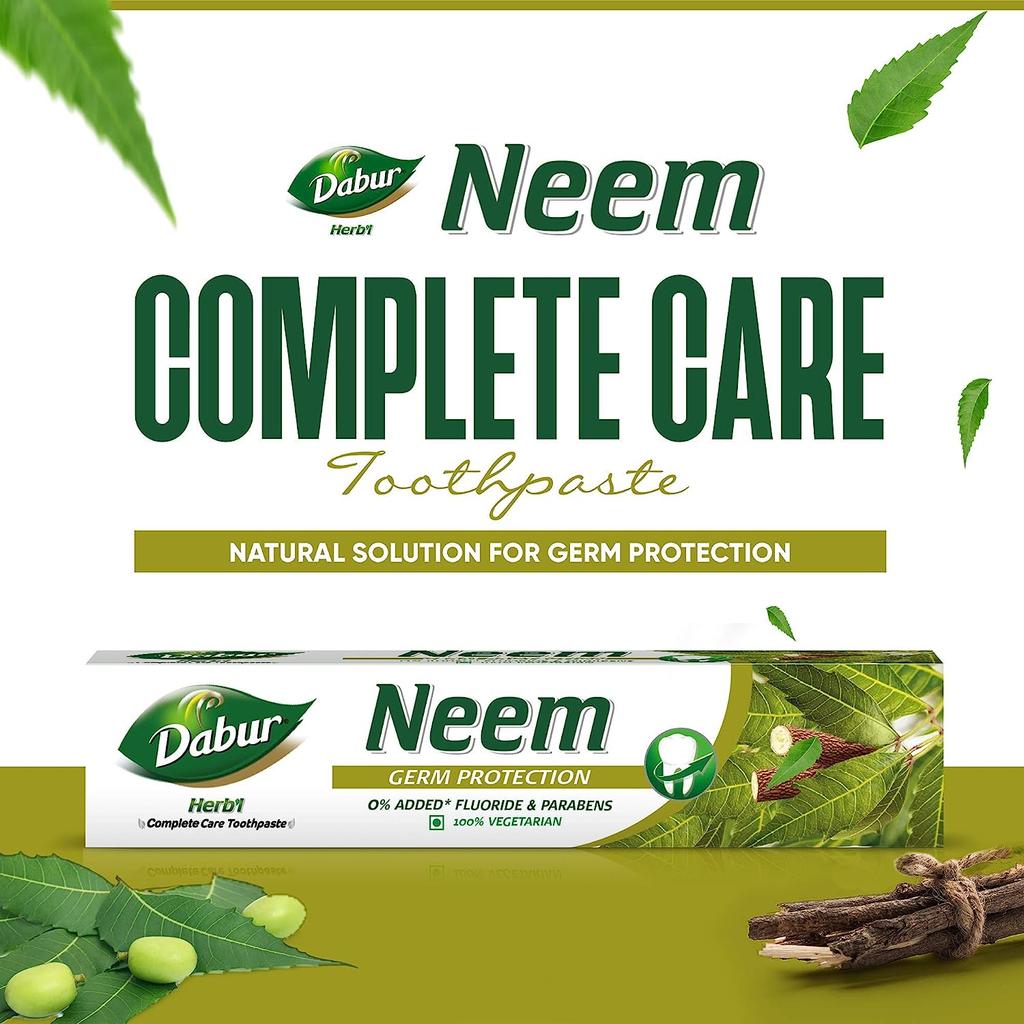 Упаковка из 2 зубных паст Dabur Herbal Neem для защиты от микробов - 200 г