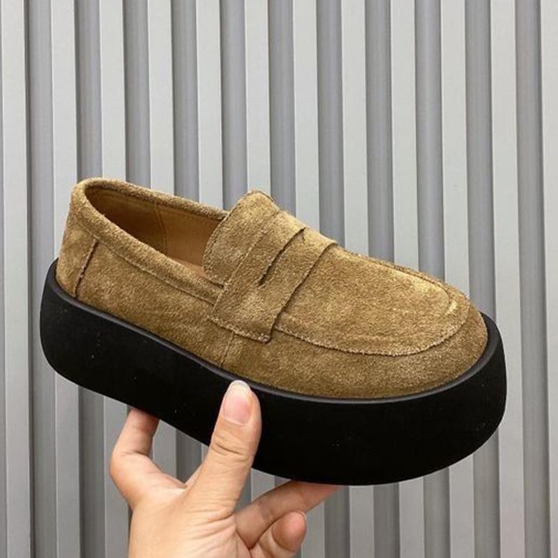 Женские туфли-лоферы на платформе, замшевые туфли на плоской подошве, осенняя дизайнерская повседневная обувь 2024 года, тренд, новый бренд, удобные туфли для ходьбы, женские туфли