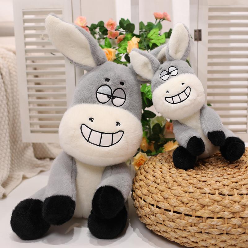25/40 см милая игрушка с большими глазами и улыбкой, милый серый ослик, плюшевая кукла, мягкое животное для детской комнаты, декор, подарок