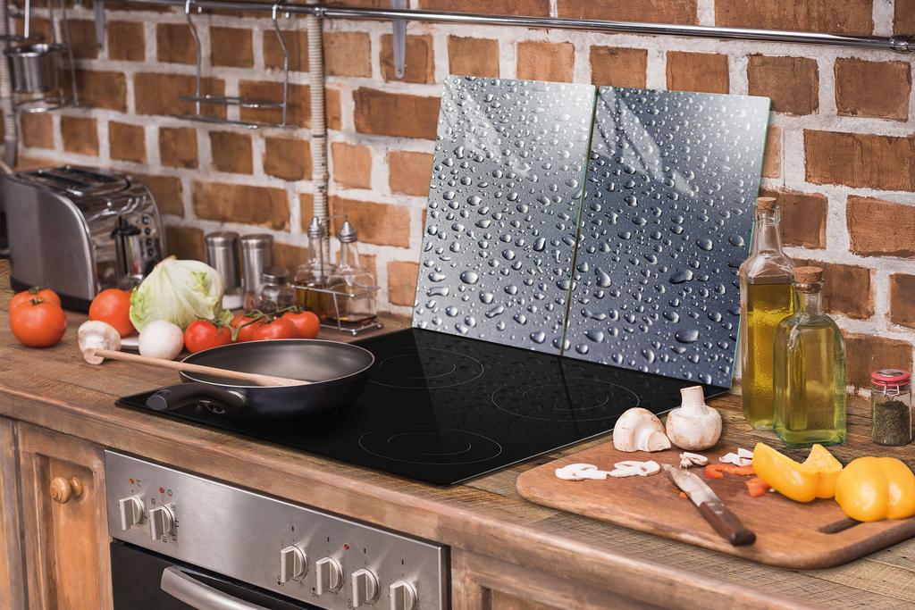 СТЕКЛЯННАЯ ЗАЩИТНАЯ ПАНЕЛЬ ДЛЯ КУХНИ 2x35x52 КАПЛИ