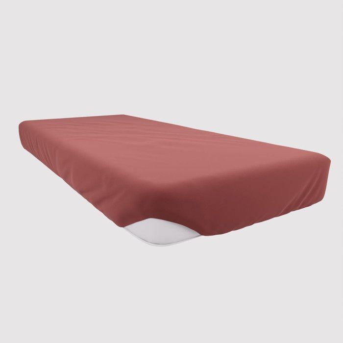 Cotton Fitted Sheet 90x190 Cm JERSEY Brick, by Soleil D'ocre