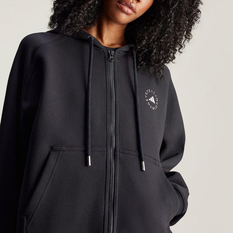 adidas Stella McCartney однотонная свободная удобная куртка с длинным рукавом на молнии с капюшоном, женская куртка черного цвета JF6337