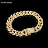 12mm Width Diamond Luxury Shiny Bracelet Hip Hop Link Chain Inlaid Rhinestone