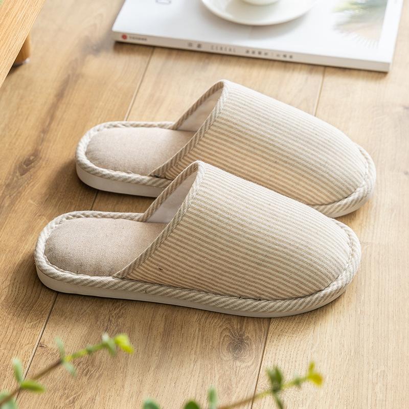 Spring and Autumn Cotton Slippers Four Seasons Winter Women's Indoor Home Cotton Linen Non-slip Linen Home Couple