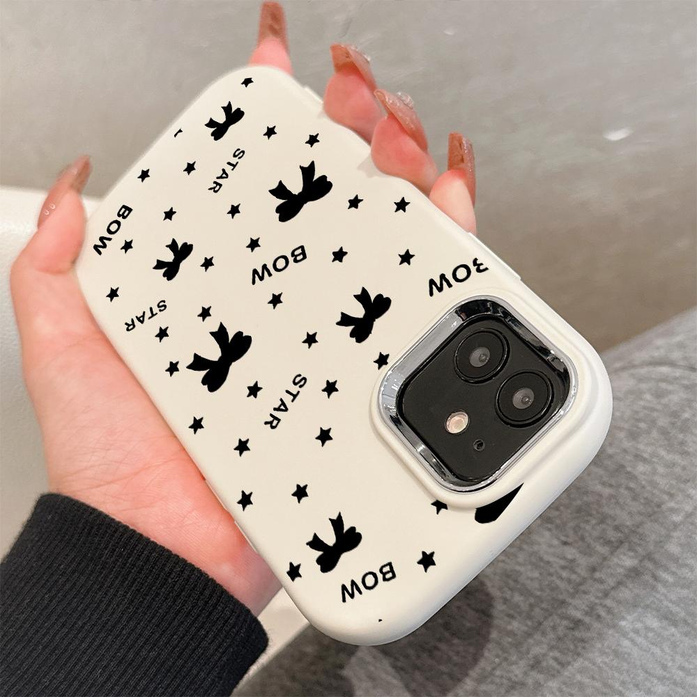 For OPPO A18 A38 A54 A60 A96 Reno12 F 8T 8Z Vivo V30 V40 Y15s Y22 Y27 Y30 Y36 Bowknot Star Design Soft Silicone Candy Color Phone Case