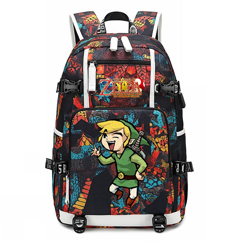 Рюкзак с принтом Zelda Zelda, наружный USB-порт, большая вместимость, дорожный рюкзак