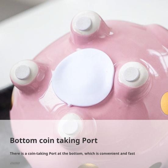 Ceramic Crown Pig Piggy Bank Golden Dot Cartoon Pig Coin Money Bank