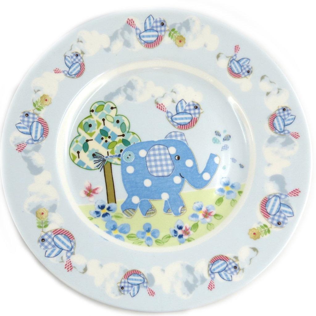 Les Trésors De Lily [L1962] - Set repas enfant céramique 'Eléphant' bleu (3 pièces)