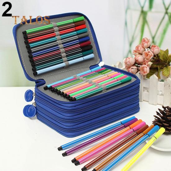 4 Layers 72 Holes Portable Drawing Sketching Pencil Pen Zipper Case Holder Bag Large Capacity