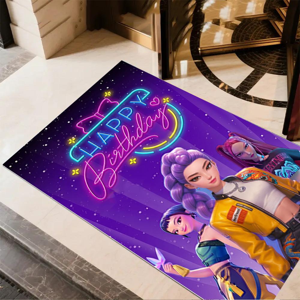 Neon Birthday Celebration Floor Mat Suitable for Outdoor Game Room Kitchen Hallway Anti-slip Rug Office home decor Wedding Party Gift