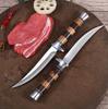 Stainless Steel Boning Knife Retro Hand Meat Knife Sharp Round Handle Mongolian Dining Knife with Knife Knife Cover