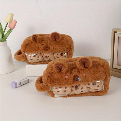 Милый кавайный большой емкости Capybara Pen Bag Смешной мультфильм мода Capybara плюшевый пенал для карандашей школьные принадлежности подарки на день рождения