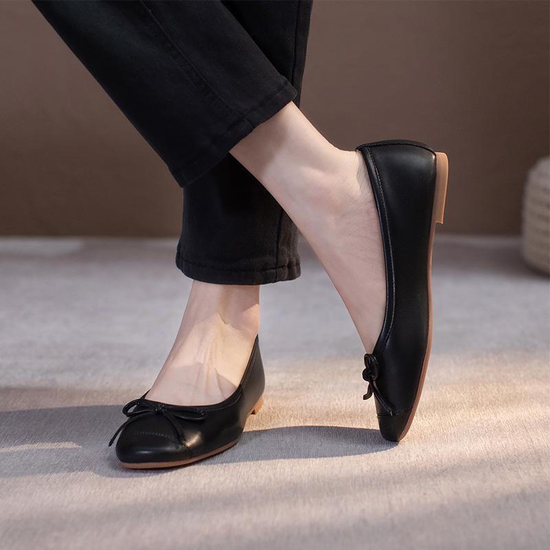 Балетки на плоской подошве, женские классические повседневные лоферы, элегантные красные модные легкие туфли с бантом для женщин, весна/осень, ПУ