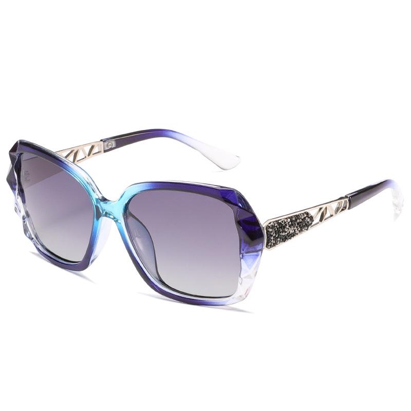 Oversized Polarized Square Sunglasses with Diamond Cut Edge for UV Protection - European & American Style