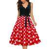 Women's Fashion Retro V-neck Polka Dot Print Swing Dress