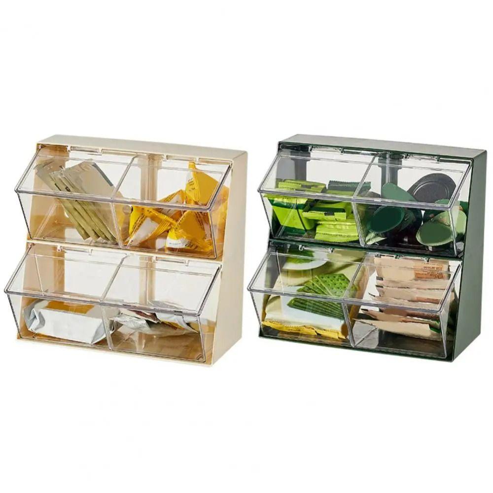 Large Capacity Tea Bag Storage Box Plastic Coffee Pod Holder Practical Desktop Storage Box  Bar