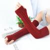 Women's Winter Warm Solid Fingerless Gloves with Arm Sleeves Ladies' Fashion Long Knitted Woolen Arm Warmers