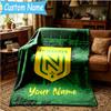 Custom Name Fc Nantes Crest Design Blanket Bedding Blanket for Women Men, Soft Throw Blankets for Couch,Bed, Picnic, Christmas Gifts