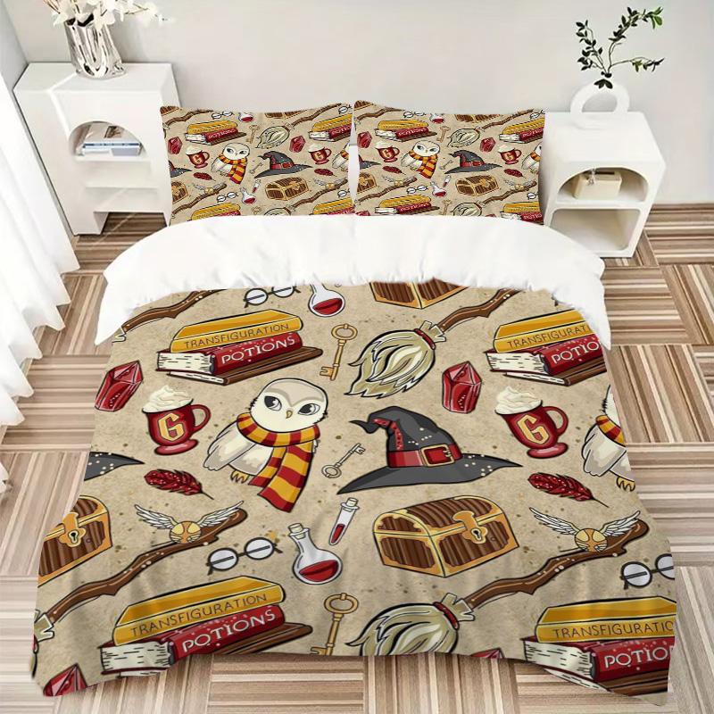 Wizard Magic Pattern Print 3Pcs Bedding Set,Duvet Cover with 2 Bedro,Pillowcase Home Birthday Gift