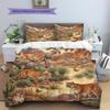 Retro Oil Painting Animals Pattern Bedding,Quilt Set Quilt Cover Pillowcase Home Birthday Gift (1 * duvet cover + 2 * pillowcase, without core)