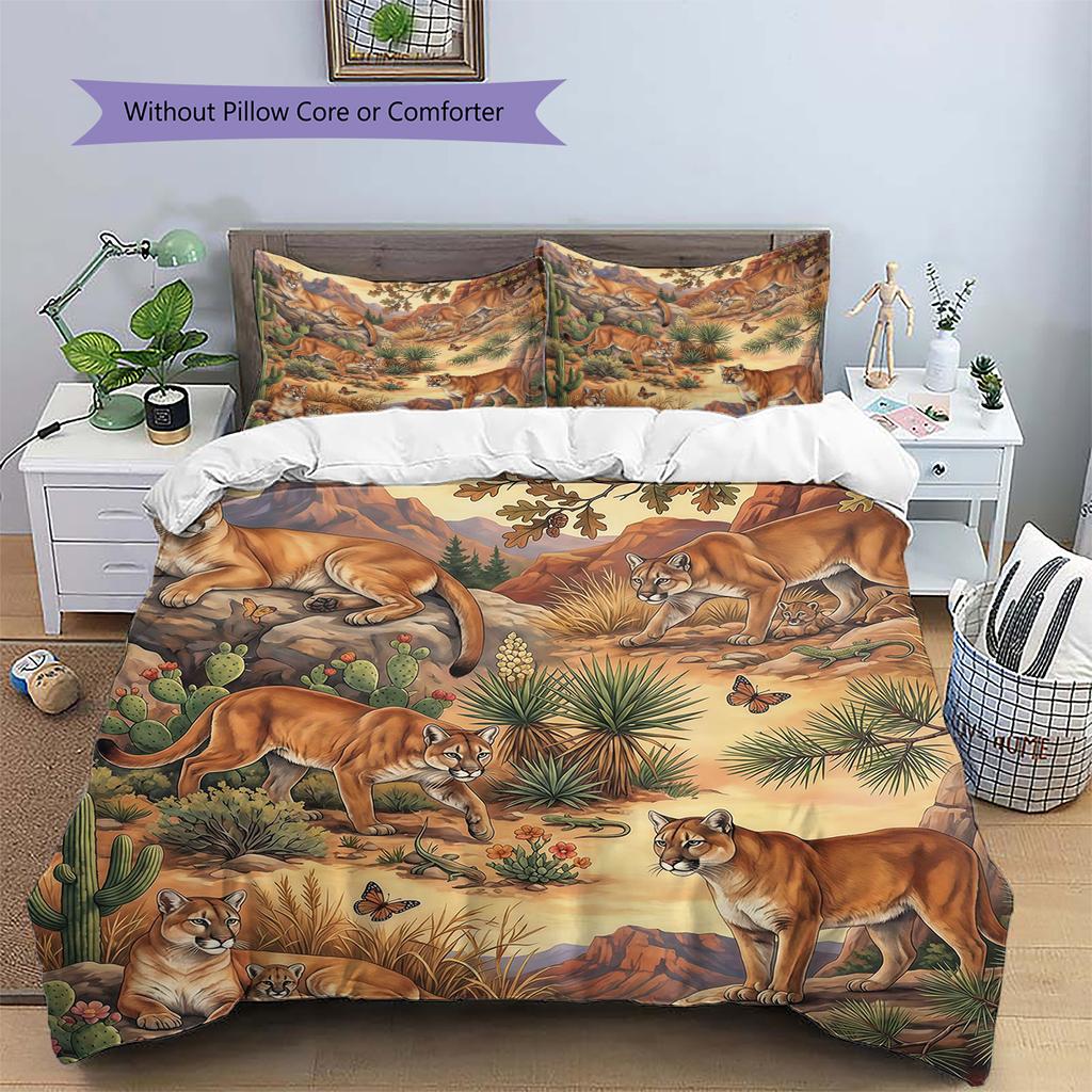 Retro Oil Painting Animals Pattern Bedding,Quilt Set Quilt Cover Pillowcase Home Birthday Gift (1 * duvet cover + 2 * pillowcase, without core)