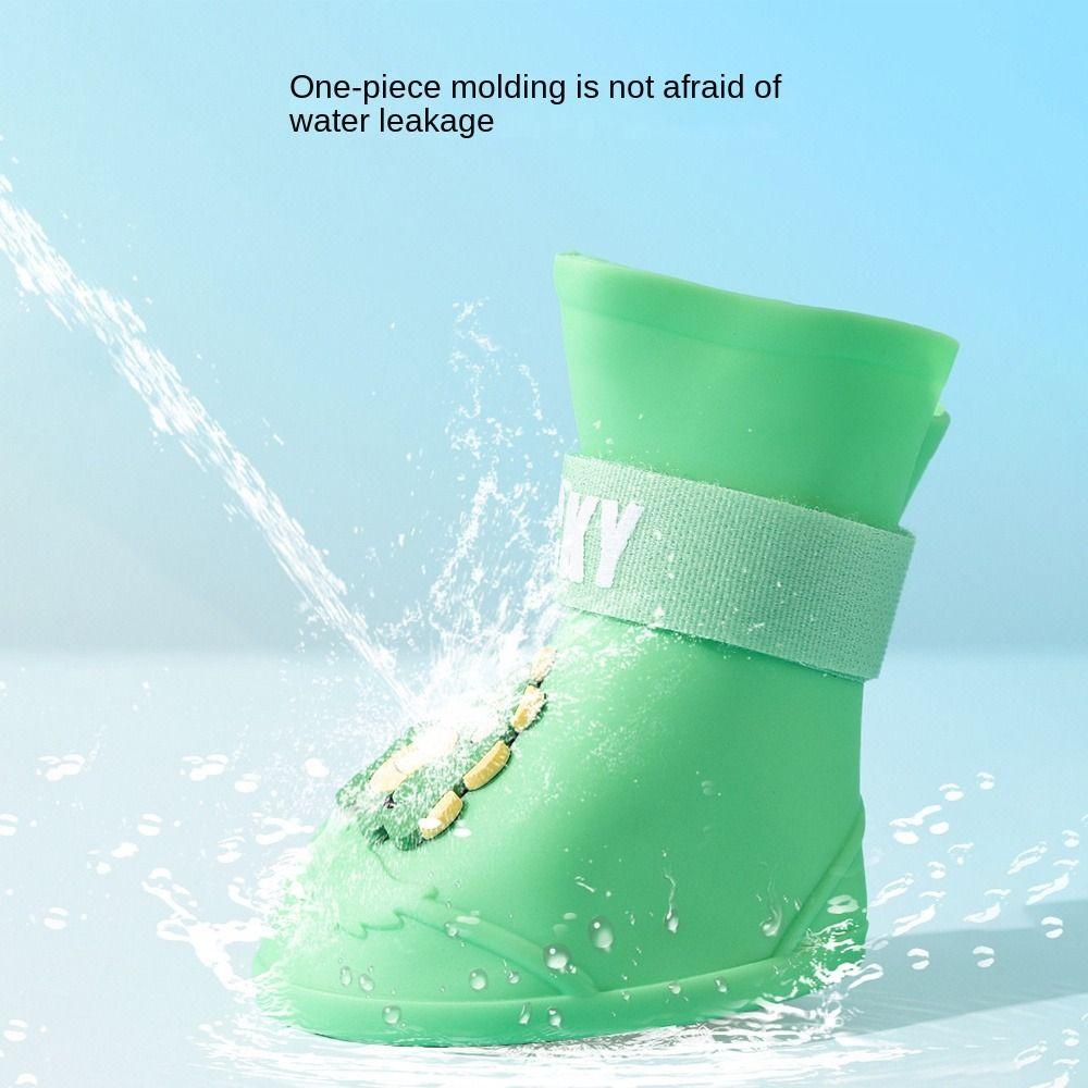 4 шт. Водонепроницаемые дождевые ботинки для питомцев, Нескользящие силиконовые ботинки, Чехлы для лап кошек, Уличная обувь, Носки, Ботильоны для собак, Аксессуары для питомцев