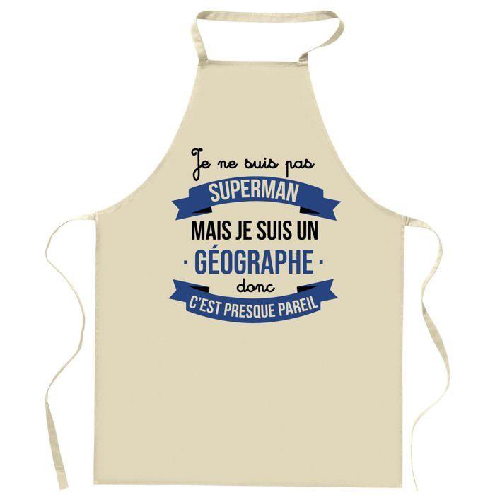 Tablier de cuisine - Planetee Géographe Superhéros - Coton résistant - Impression France (Rennes) - Liens ajustables
