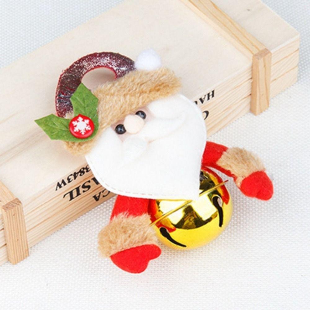 4Pcs Soft Christmas Tree Pend Round Bell Santa Ornaments Xmas Bell Hanging Ornaments  Kids Toys