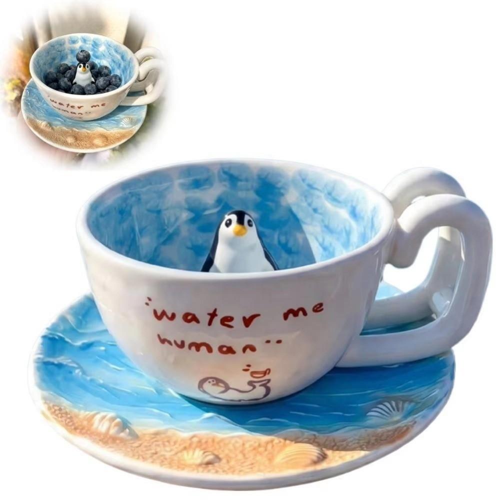 3D Figure Seal Swimming Pool Ceramic Mug Ceramic Coffee Cup Cartoon Milk Anime Themed Cup Bowl