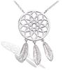 [P1253] - Silver 'Navajos' Silver Necklace (rhodium-plated) Dreamcatcher Catches Dreams - 35x20 Mm