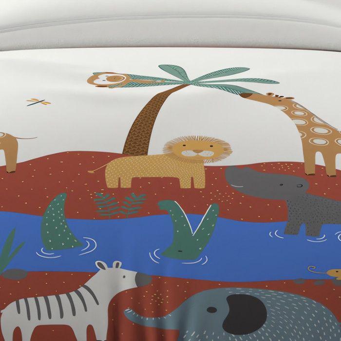 Parure housse de couette 140x200 cm SAVANE brique, 100% coton 57 fils/cm2, par Soleil d'Ocre