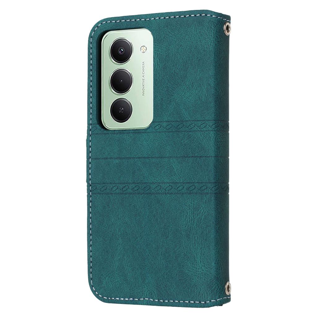 For Xiaomi Redmi 15 4G (EU) (171mm) Case Wallet Skin-Touch Leather Imprinted Phone Cover with Wrist Strap