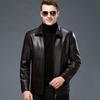 Middle Aged and Elderly Leather Jacket for Men's Fathers, Fur for Autumn and Winter, Men's Plush and Thickened Lapel Jacket, Genuine Leather Jacket