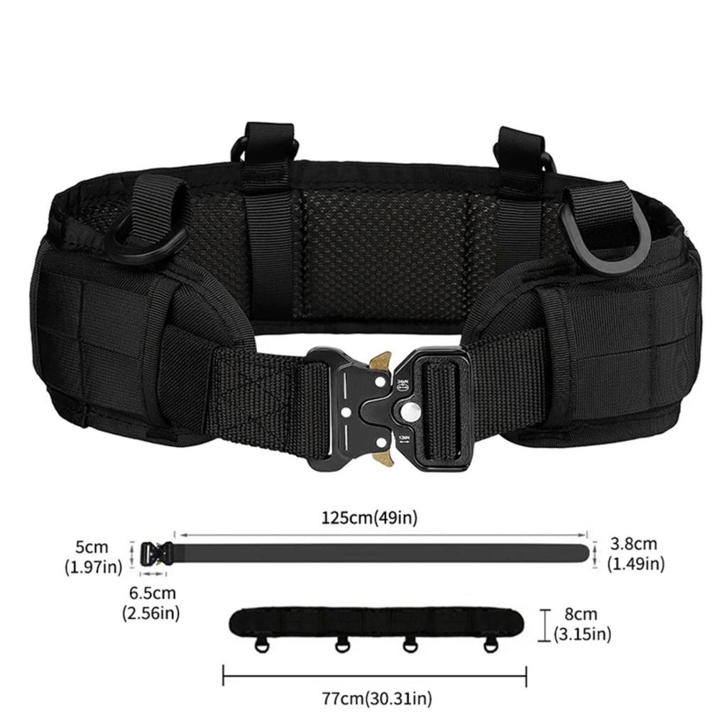 Tactical Battle Combat Air-soft Padded Equipment Molle Waist Belt with Adjustable Suspenders Free Straps