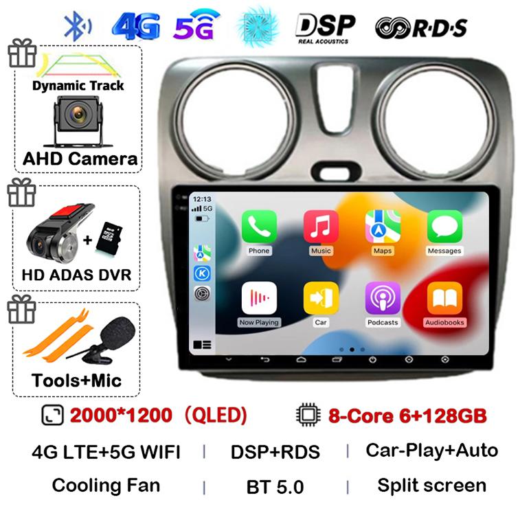 Android 14 Auto Carplay Car Radio для Renault Lodgy Dacia Dokker 2012 - 2020 Мультимедийный видеоплеер Навигация GPS 360 камера