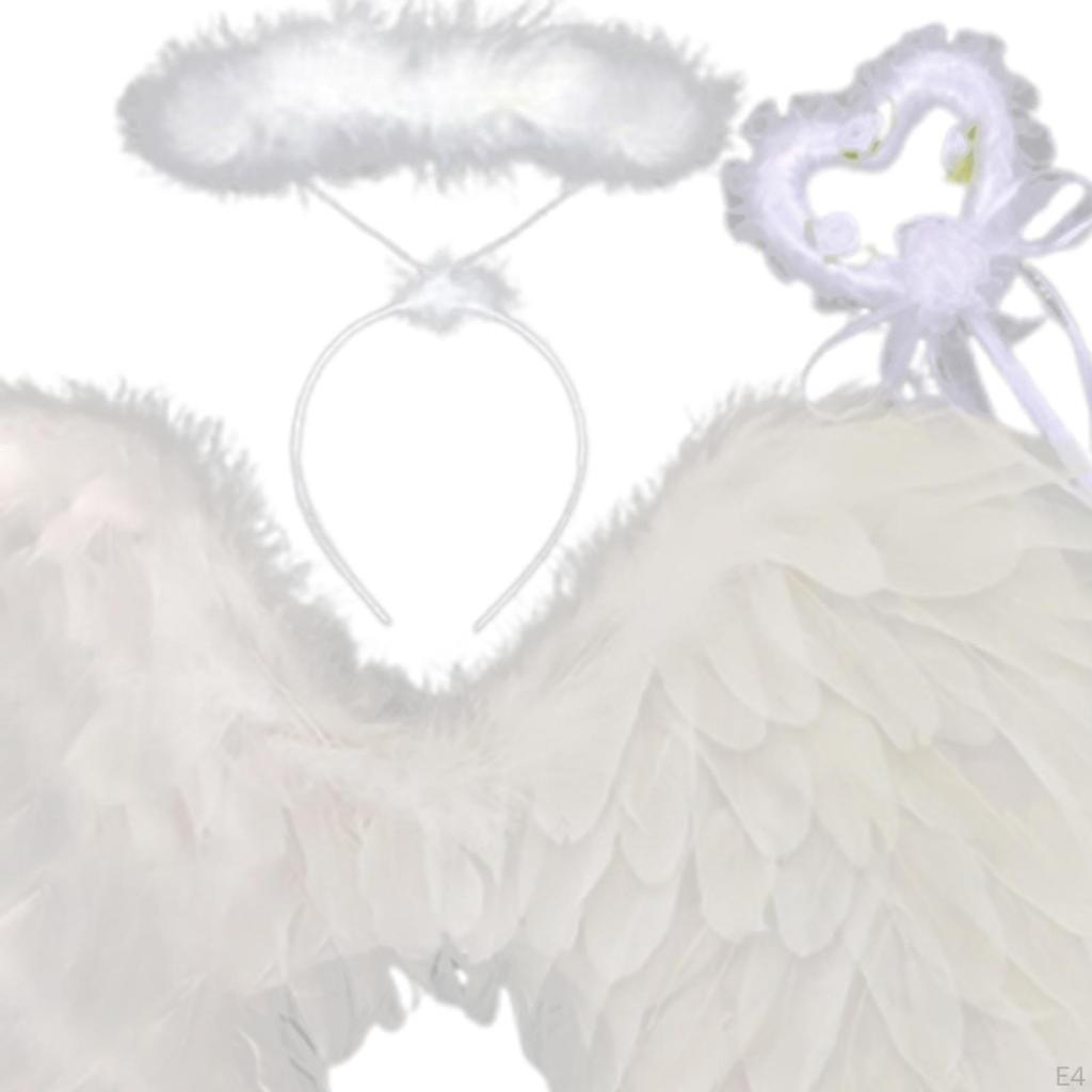 Костюм ангела с крыльями и нимбом и эластичными лямками