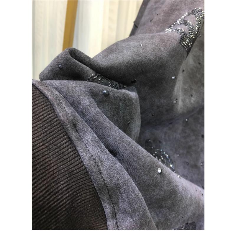 Горячая дрель Толстовка женская плюс размер подбитый утолщенный круглый вырез светлый роскошный корона длинный рукав топ