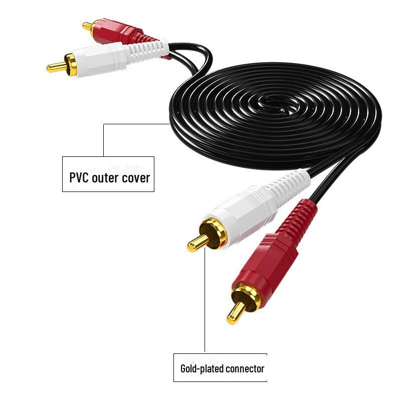 Аудиокабель для телевизора/компьютера 2-в-2 с двойной головкой Lotus с красными и белыми штекерами