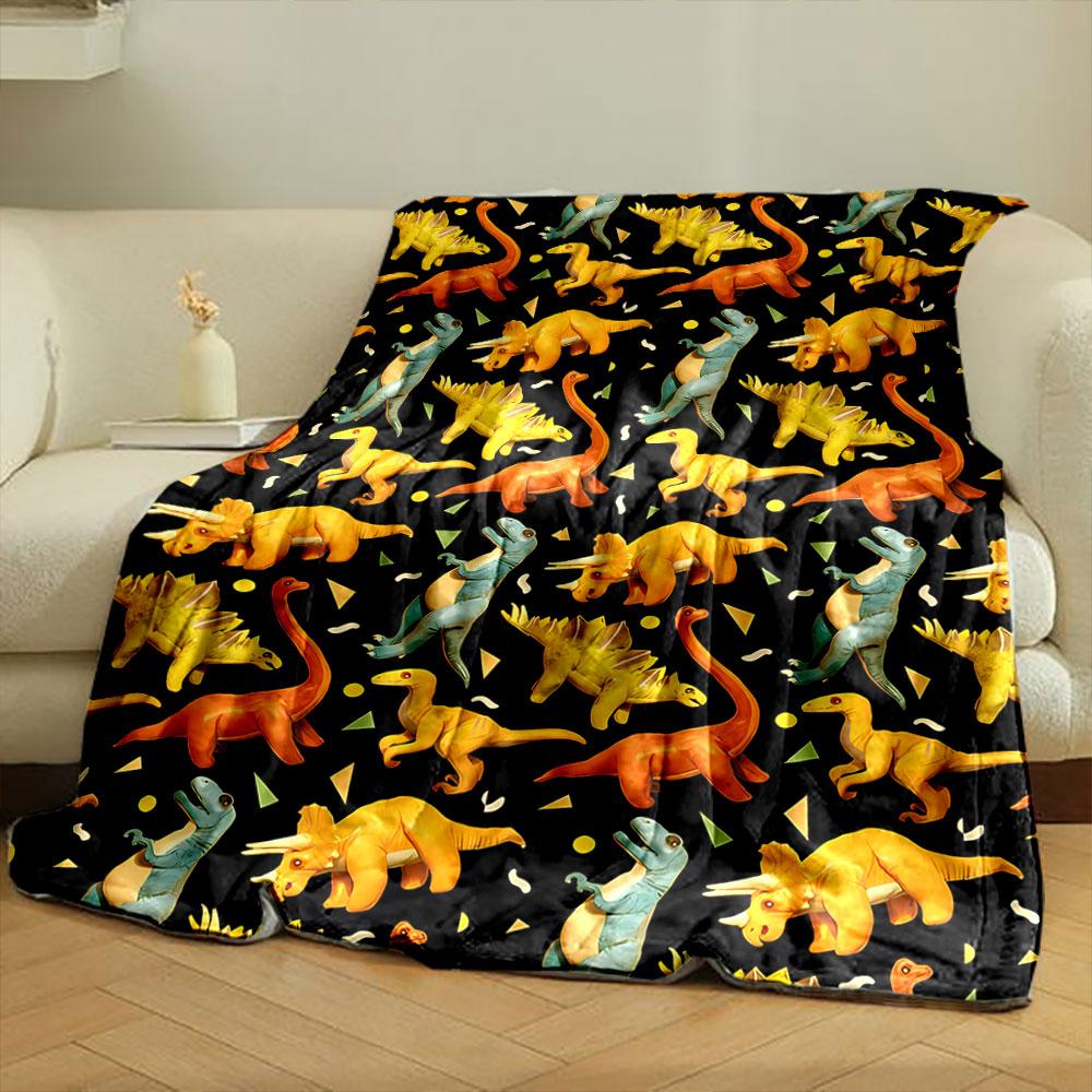Cartoon Dinosaur Pattern Blanket bedroom Blanket for Livingroom Couch lunch break Soft throw for Friend's festival Gift