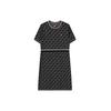 All Over Print Woven Fashion Elegant Round Neck Short Sleeve Dress Women Dresses Black F11W221309FBK