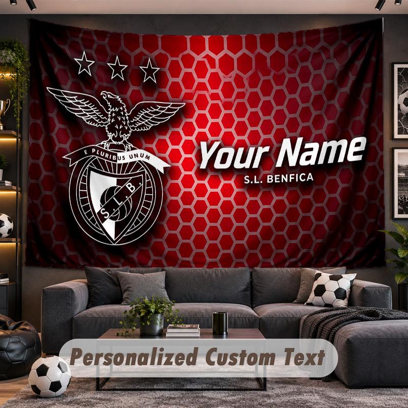 Benfica FC Personalized Tapestry Support Custom Name, Wall Art Home Decoration