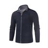 New Men's Fleece Thickened Knitted Jacket Stand-up Collar Splicing Knitted Sweater Cardigan Sweater Men's