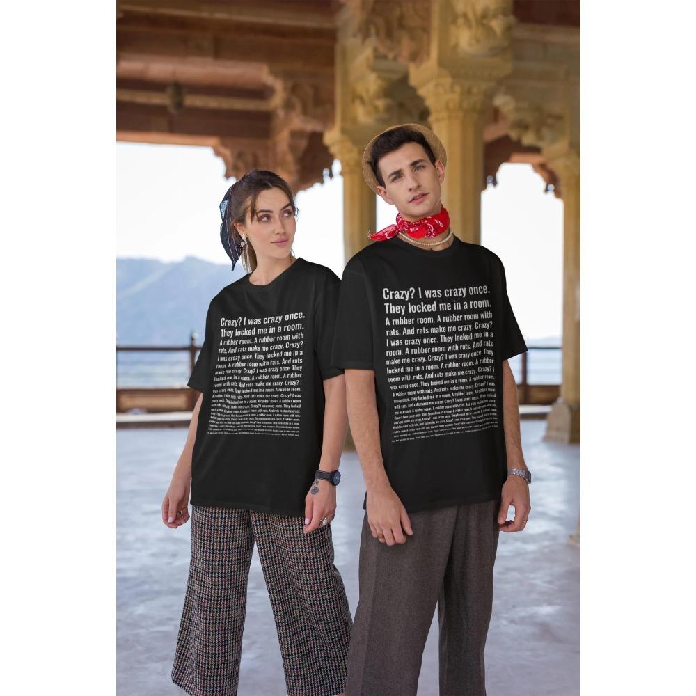 Футболка Crazy I Was Crazy Once Funny Meme Trend Y2k Streetwears 100% хлопок унисекс футболки с круглым вырезом для мужчин и женщин размер ЕС