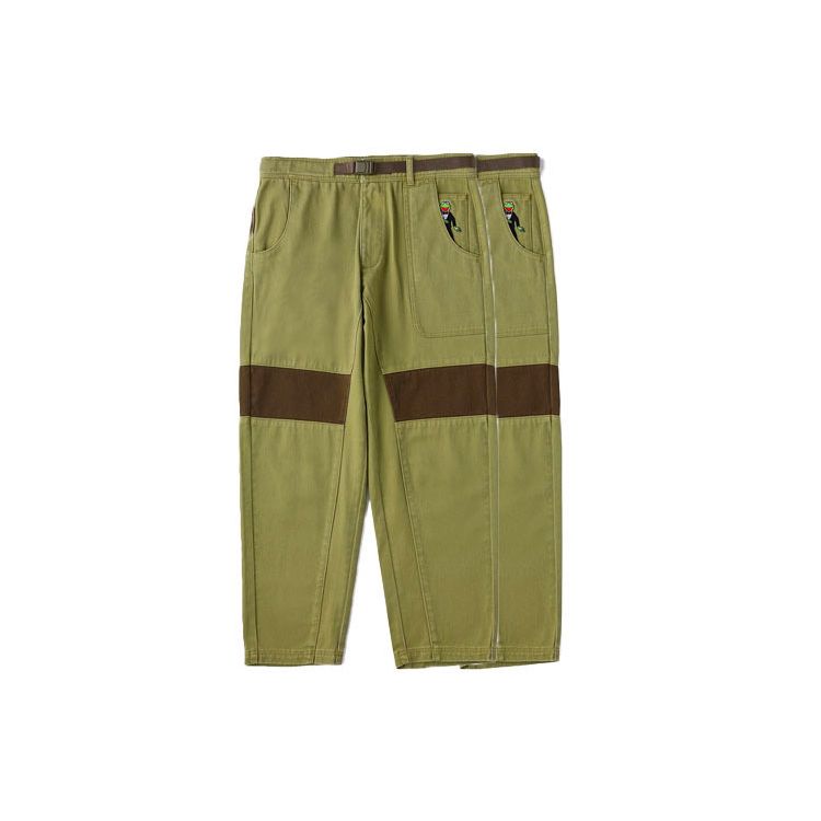 Li Ning X Disney Muppets Comet Series Мультяшный принт Стираные прямые повседневные брюки унисекс брюки армейско-зеленого цвета AKXR463-1